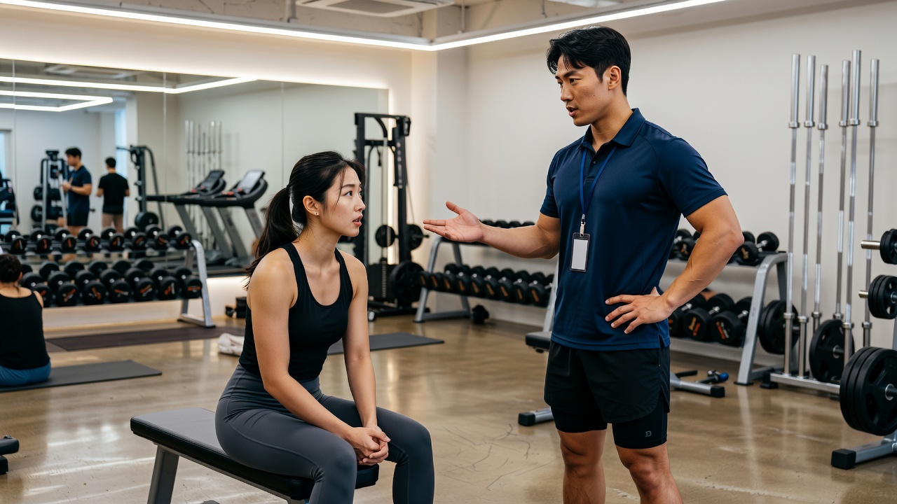 한남동 pt 트레이너 상담 장면
